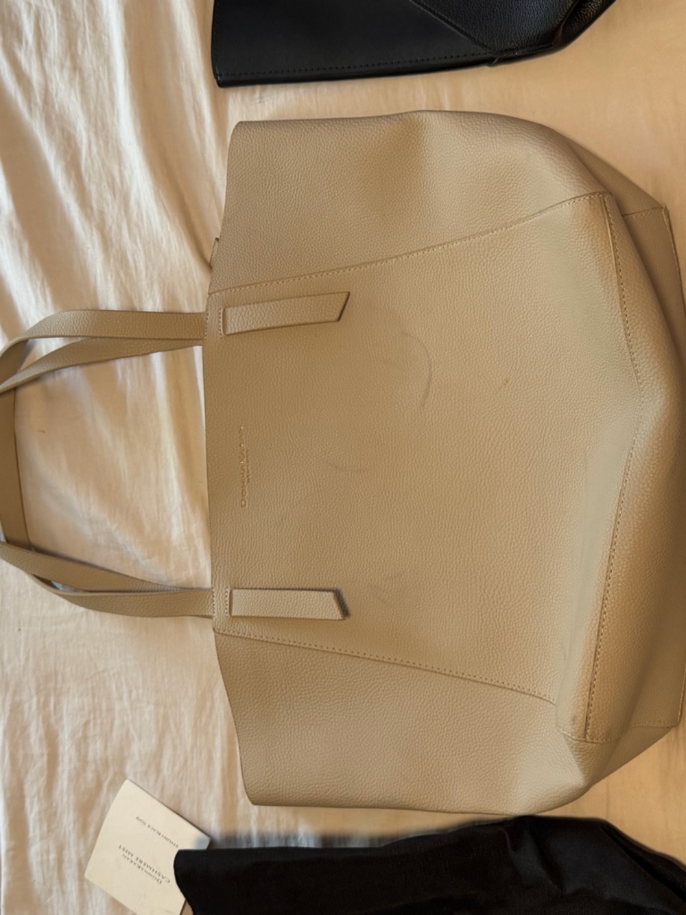Donna Karan Cream Pebbled Leather Tote